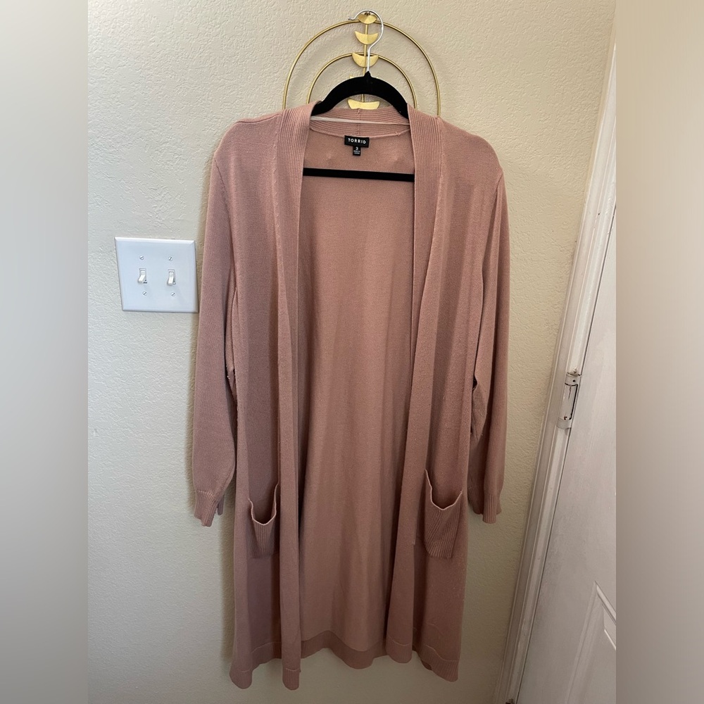 3X Torrid Long Pink Cardigan